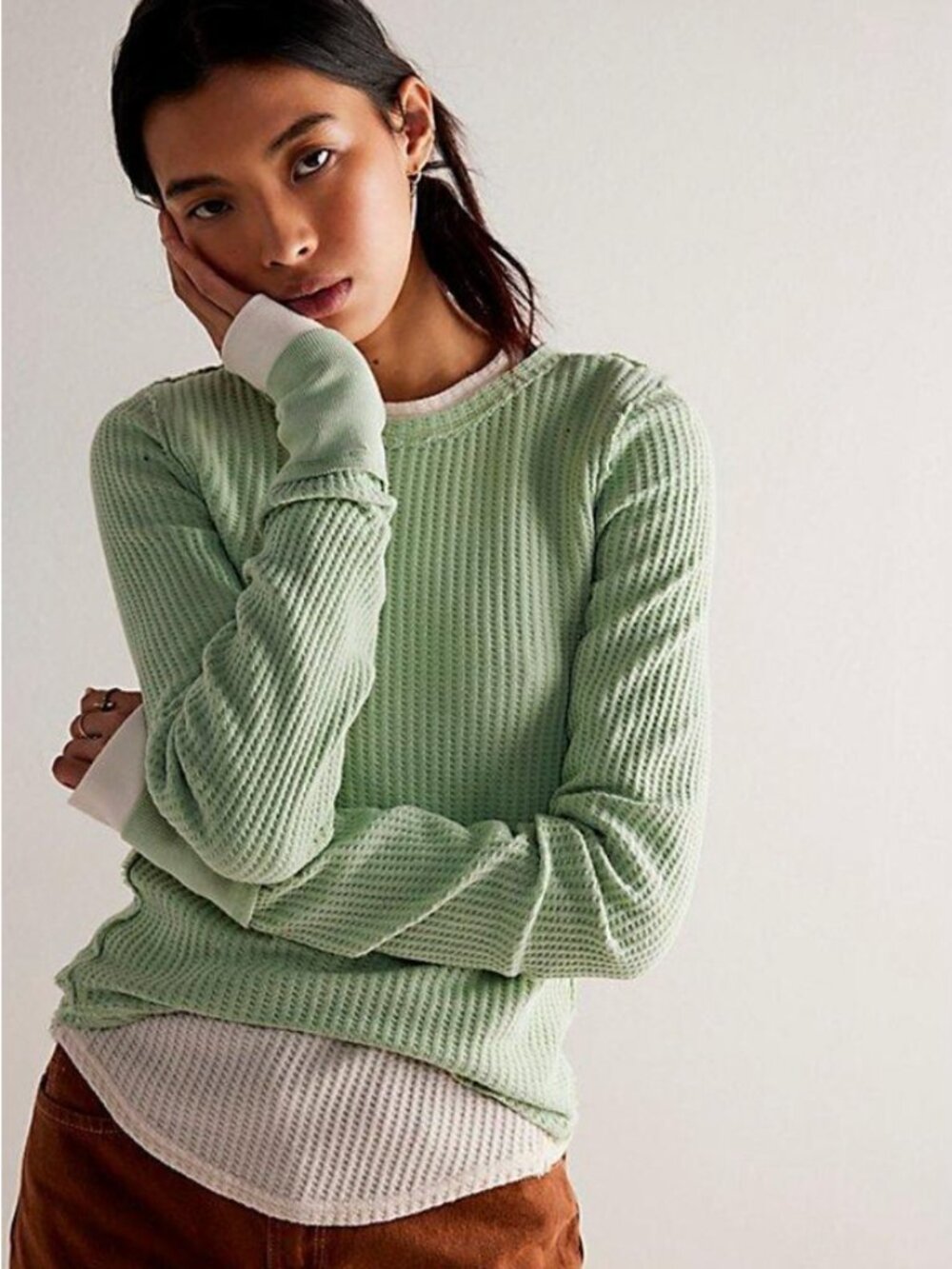 Free People 'Roll With It' Thermal Long Sleeve Top